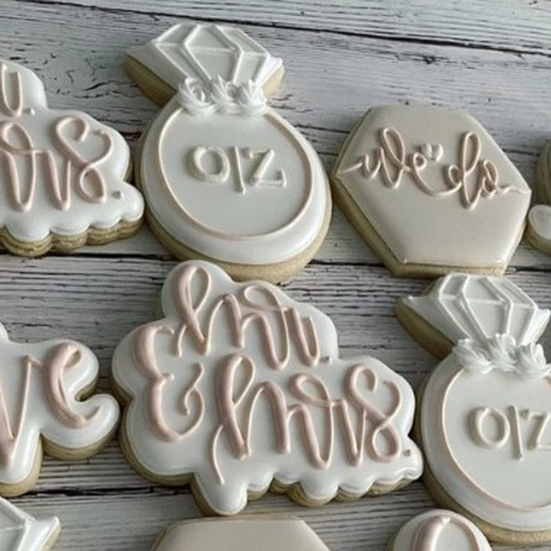 Hand-decorated wedding cookies from Married In Moments in Beaverton, Oregon