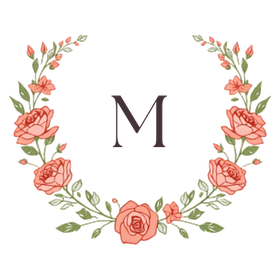 Married In Moments floral wreath monogram logo
